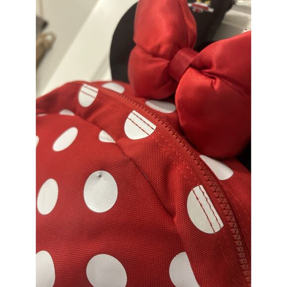 Disney Minnie Mouse Red Polka Dot Backpack Ears Bow Front Pocket main image 9